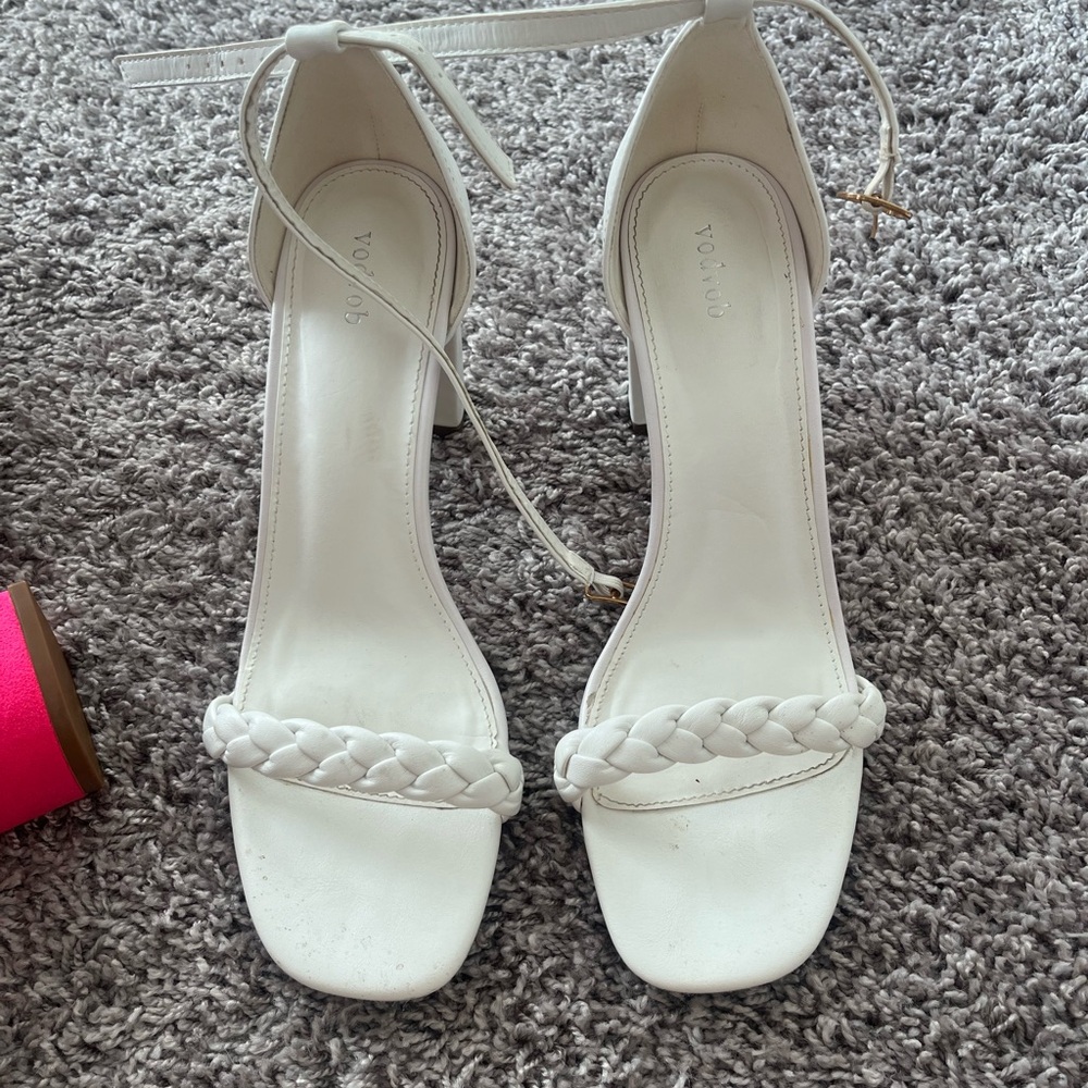 Topshop White Braided Strap Heels